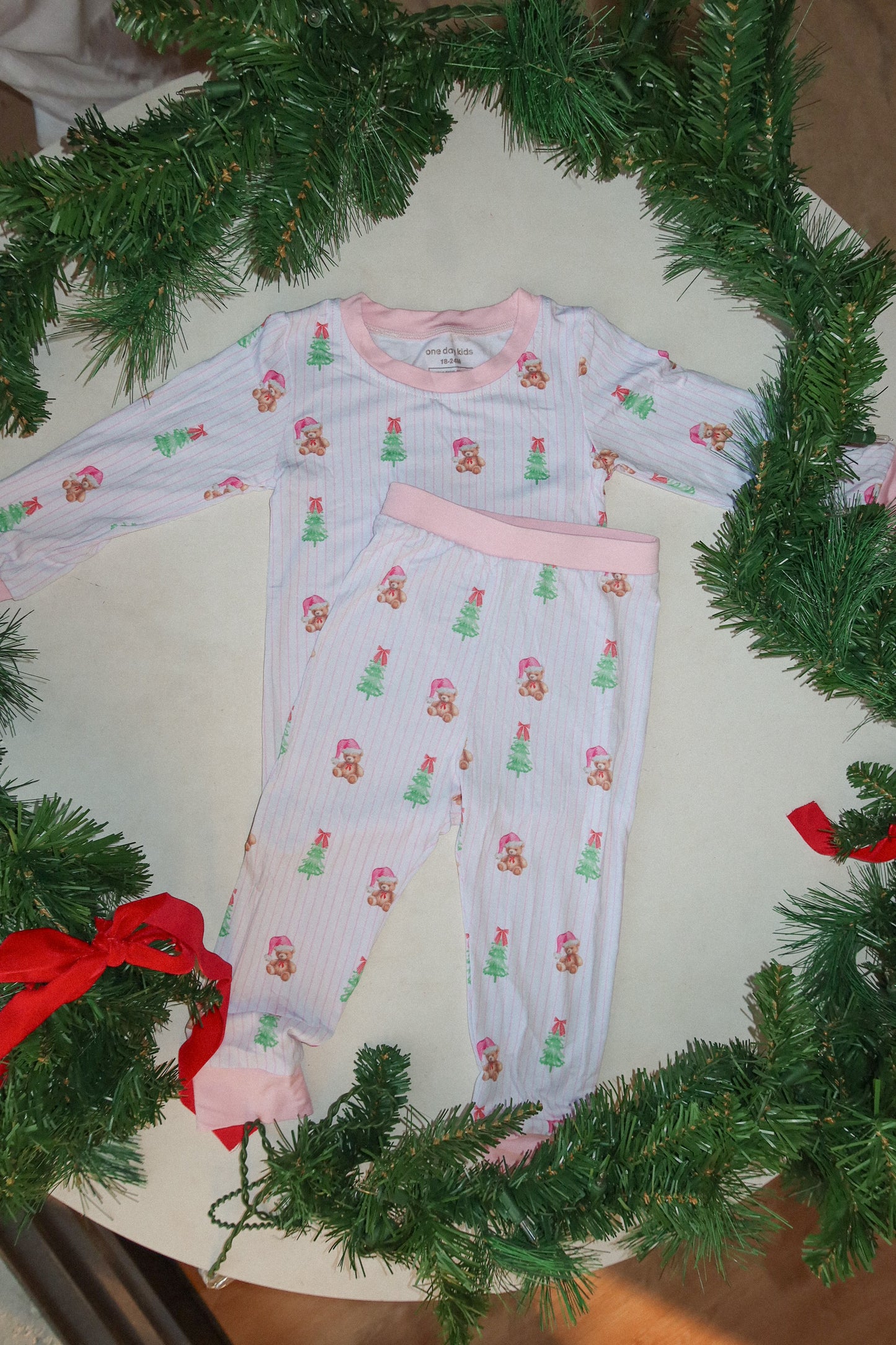 bear christmas bamboo set - pink