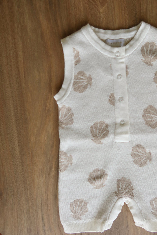 short sleeved shell knit romper
