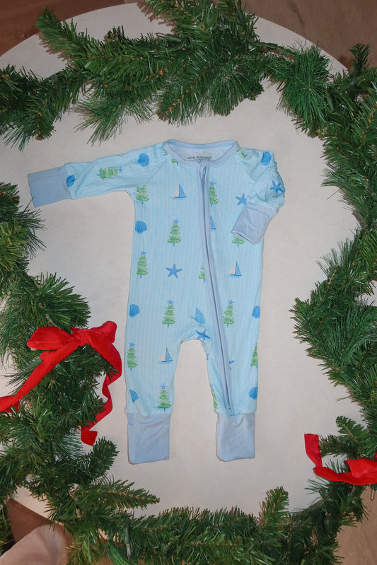 coastal christmas bamboo rompee - blue