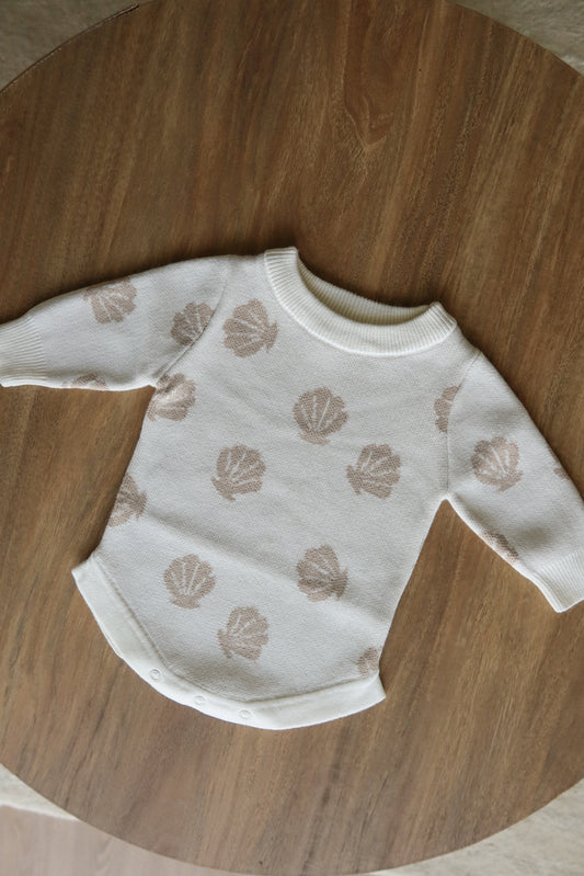 LONG SLEEVE SEASHELL KNIT ROMPER