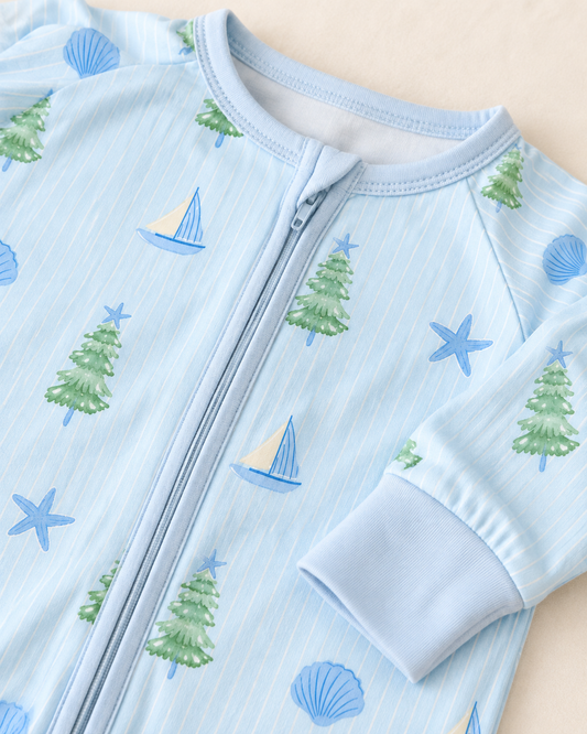 BLUE COASTAL CHRISTMAS BAMBOO FOOTIE