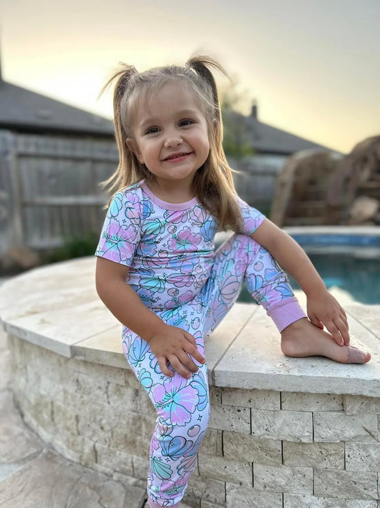 seashells bamboo pajama set