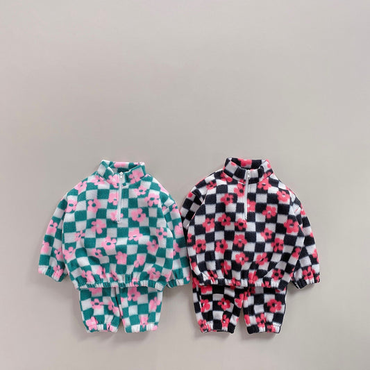 checker flower fleece set