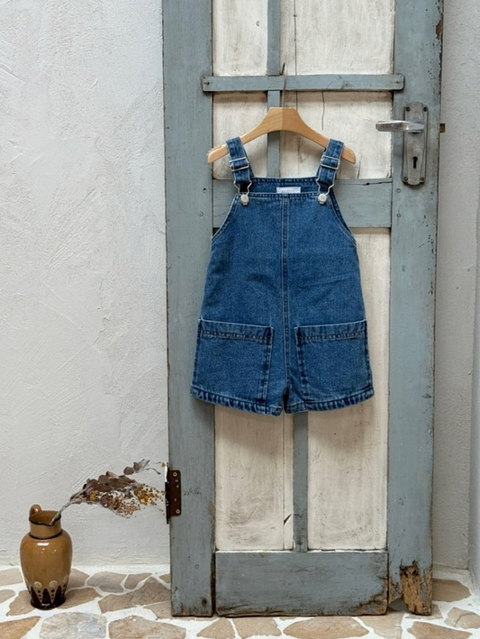 pocket denim romper