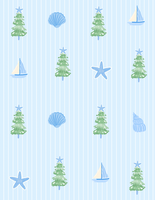 coastal christmas bamboo rompee - blue