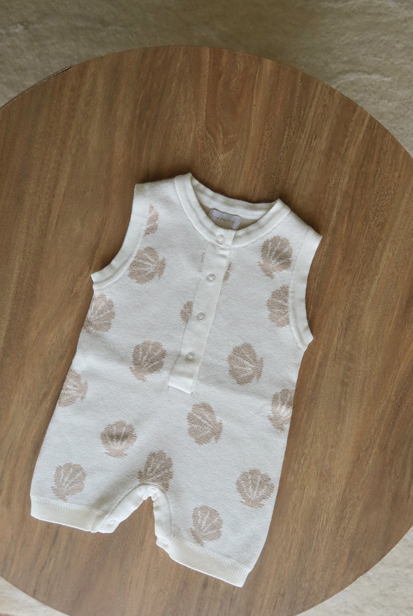 short sleeved shell knit romper