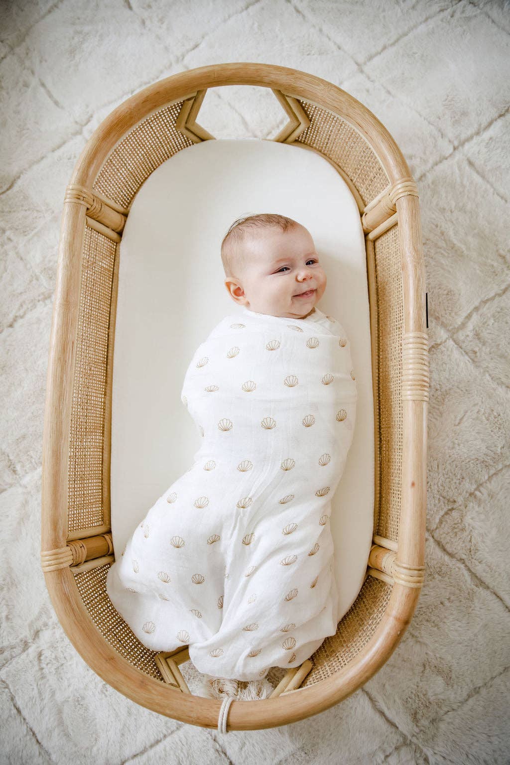 nude shell cotton & bamboo swaddle