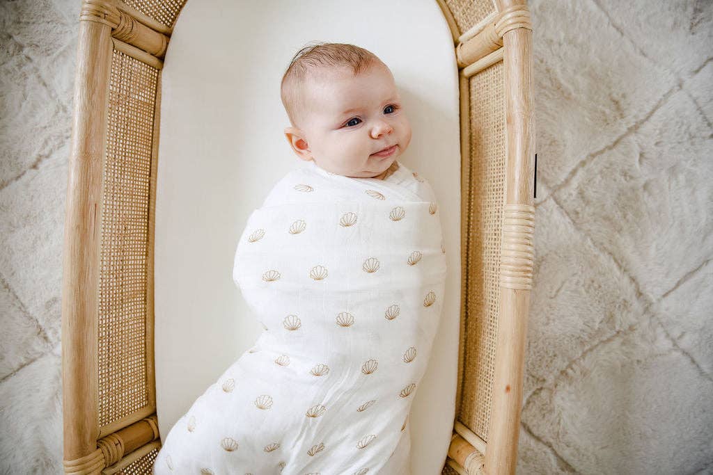 nude shell cotton & bamboo swaddle