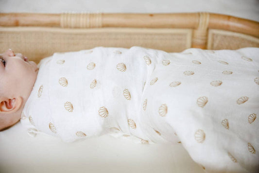 nude shell cotton & bamboo swaddle