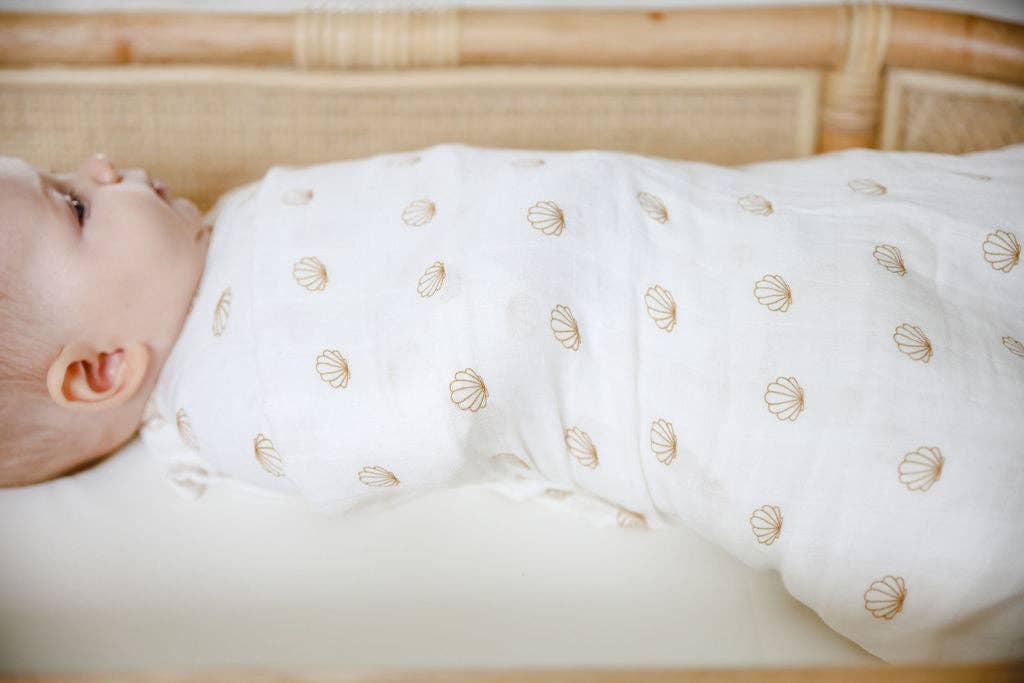 nude shell cotton & bamboo swaddle