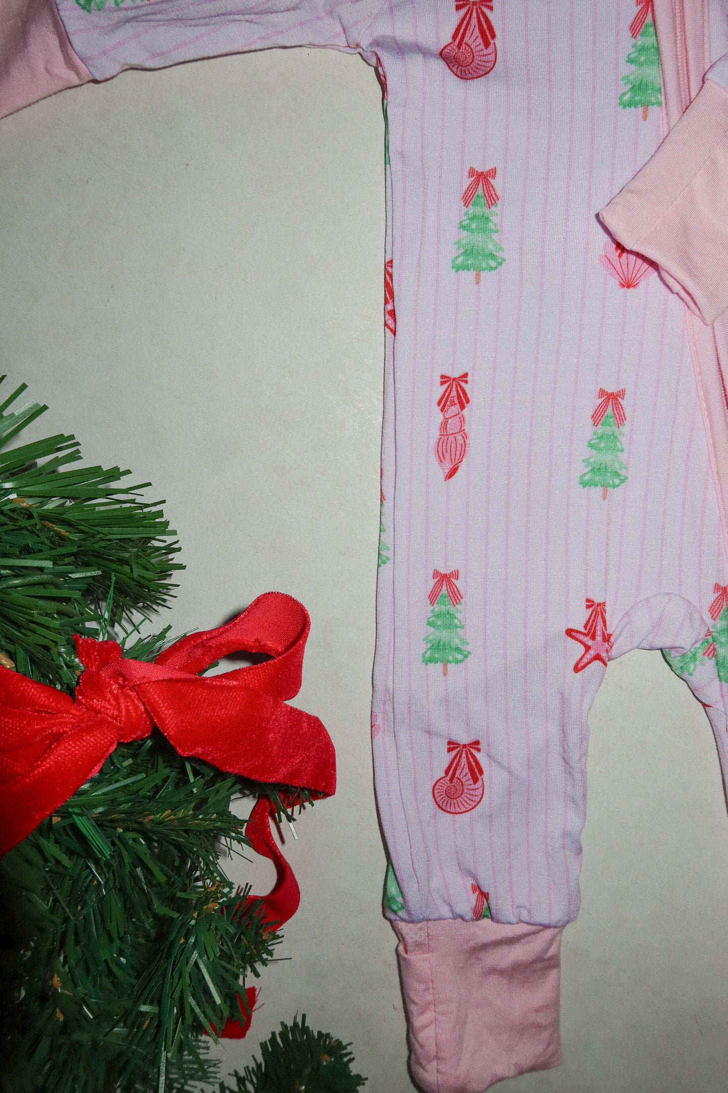 coastal christmas bamboo rompee - pink
