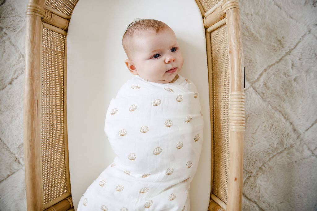 nude shell cotton & bamboo swaddle