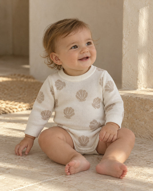 LONG SLEEVE SEASHELL KNIT ROMPER