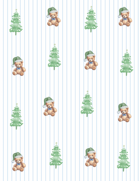 bear christmas bamboo rompee - blue