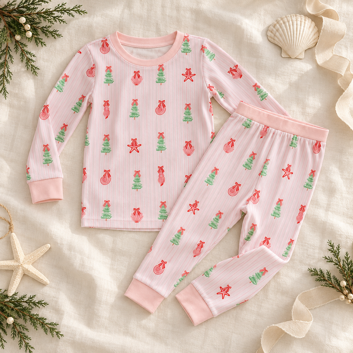 PINK COASTAL BAMBOO PAJAMA SET