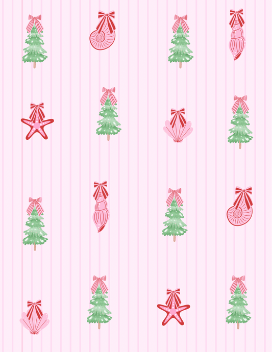 coastal christmas bamboo rompee - pink