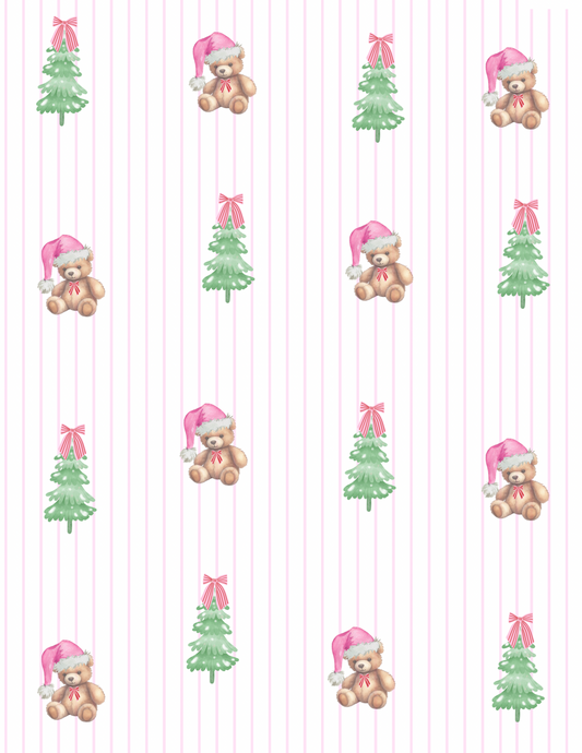 bear christmas bamboo rompee - pink