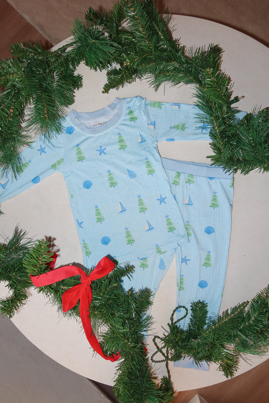 coastal christmas bamboo set - blue