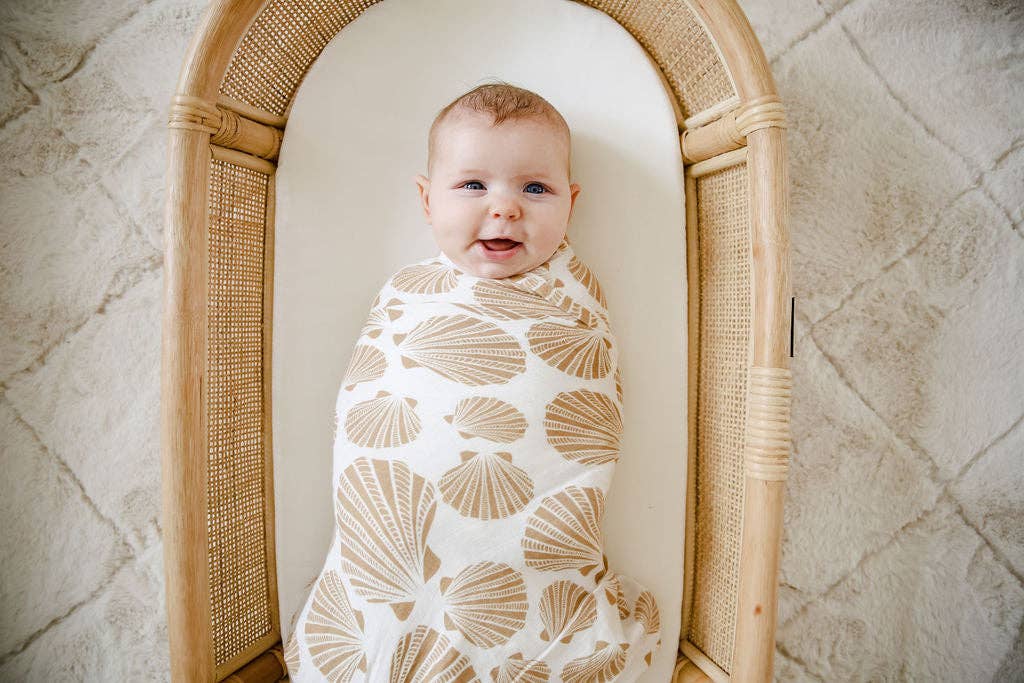 coastal shell cotton & bamboo swaddle