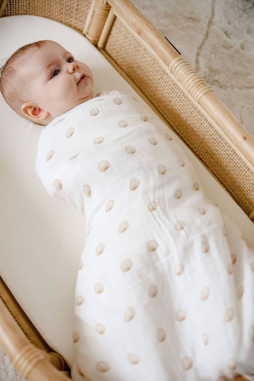 nude shell cotton & bamboo swaddle