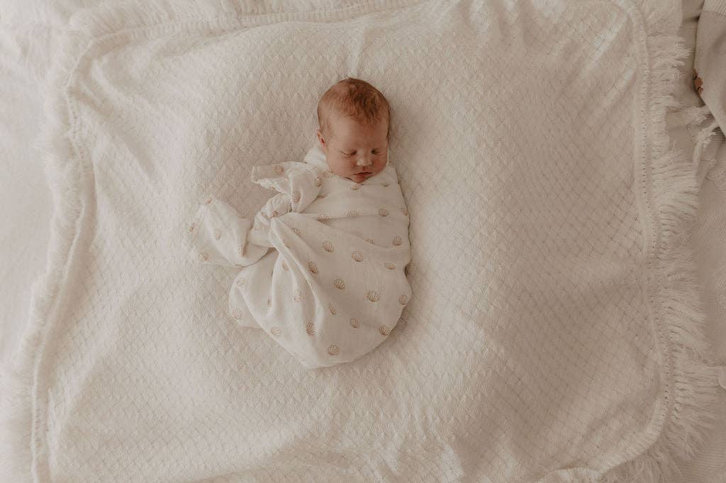 nude shell cotton & bamboo swaddle