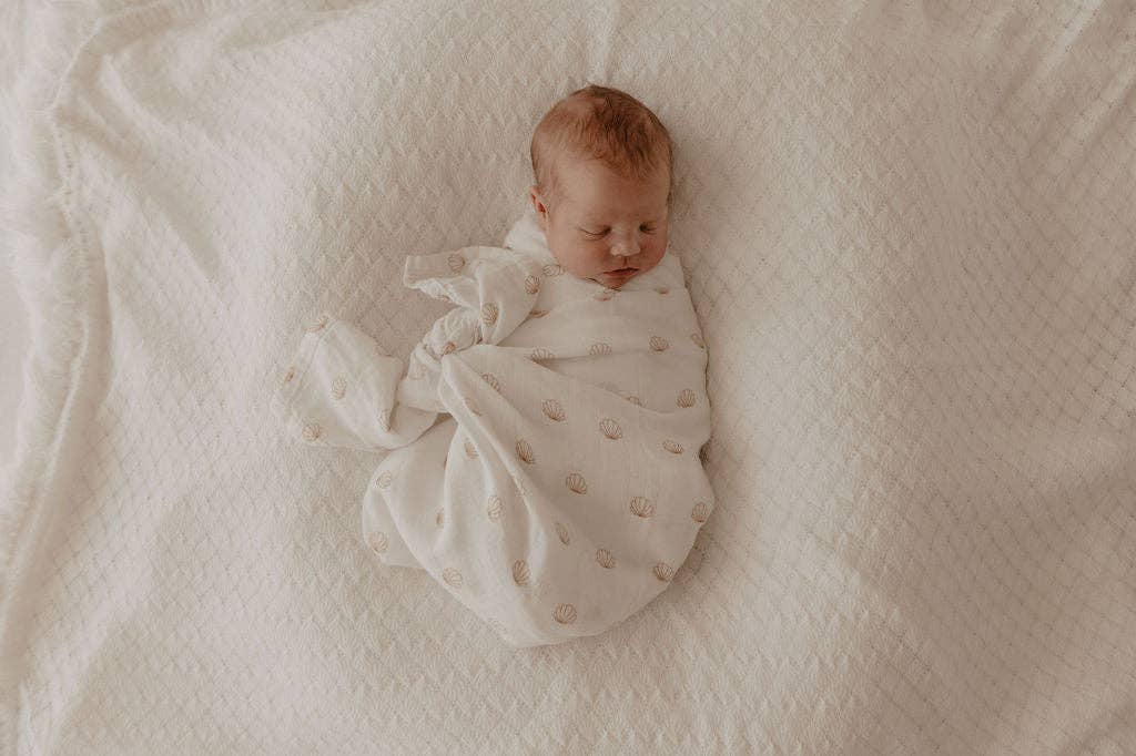 nude shell cotton & bamboo swaddle