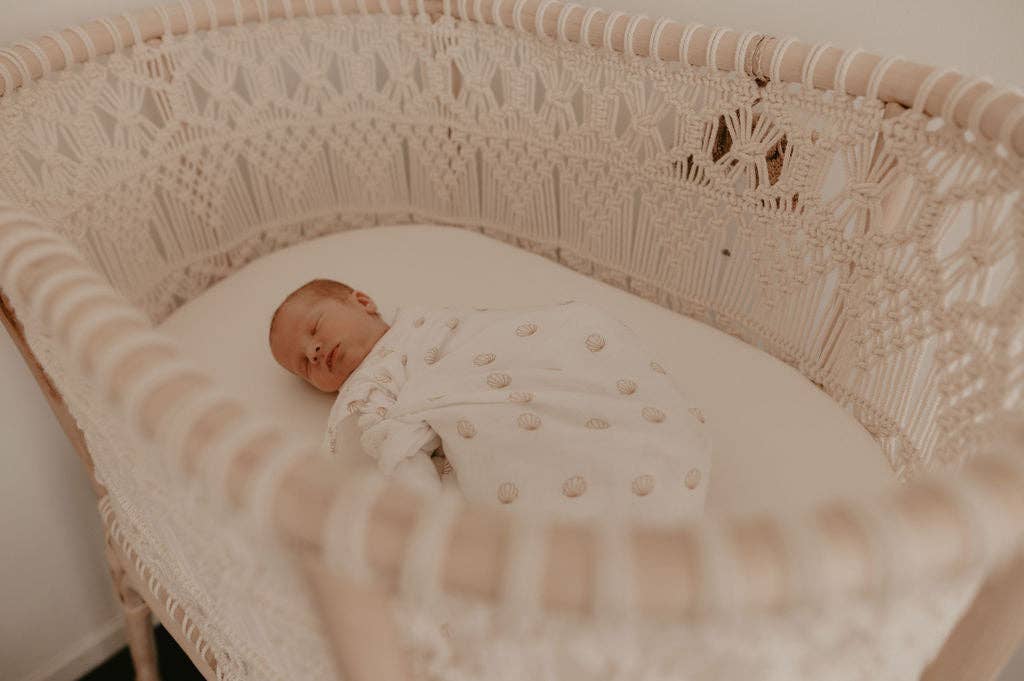 nude shell cotton & bamboo swaddle