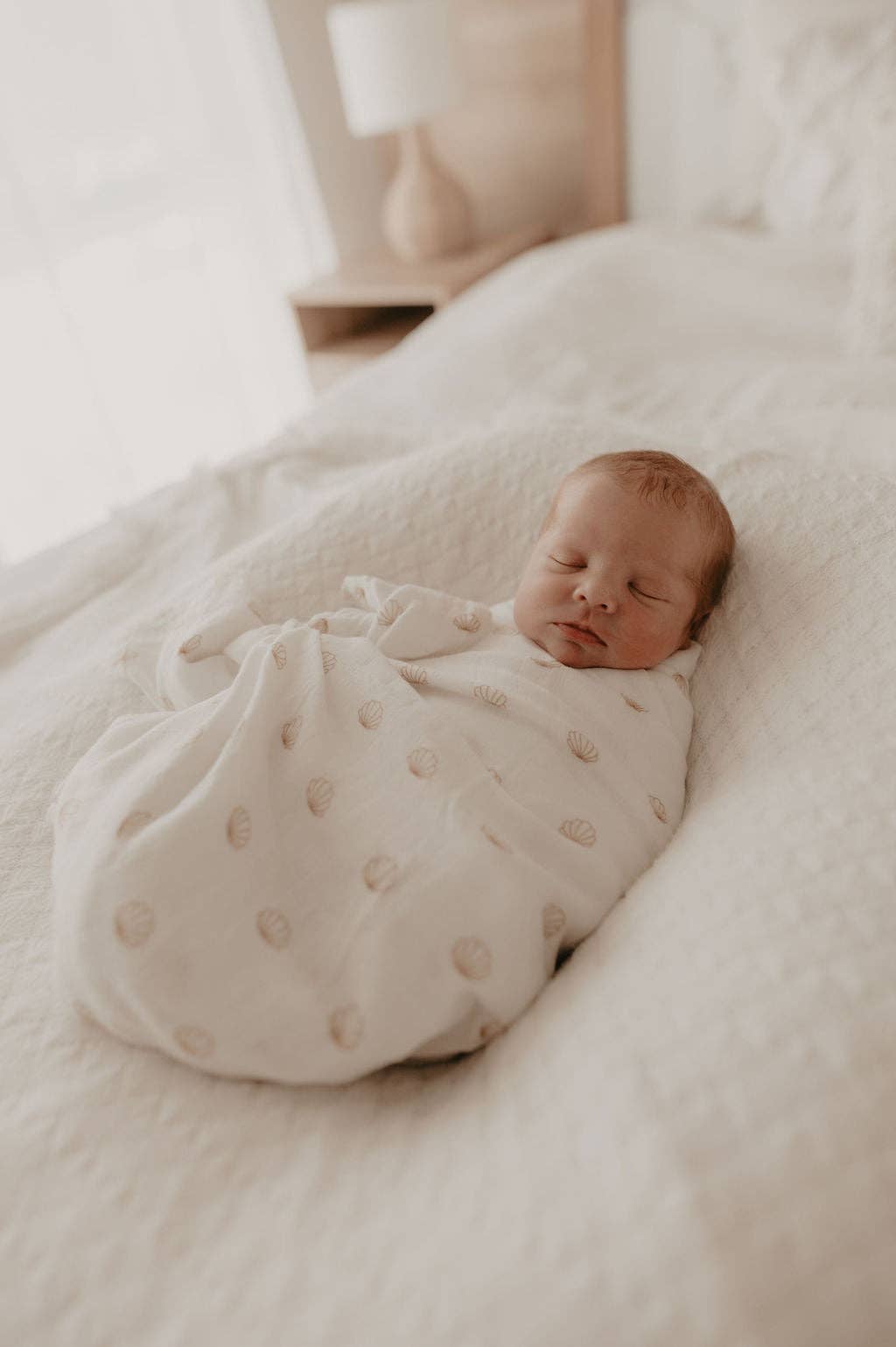 nude shell cotton & bamboo swaddle