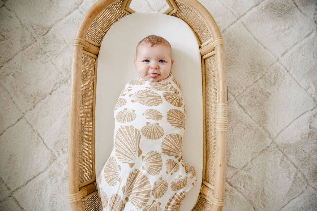 coastal shell cotton & bamboo swaddle