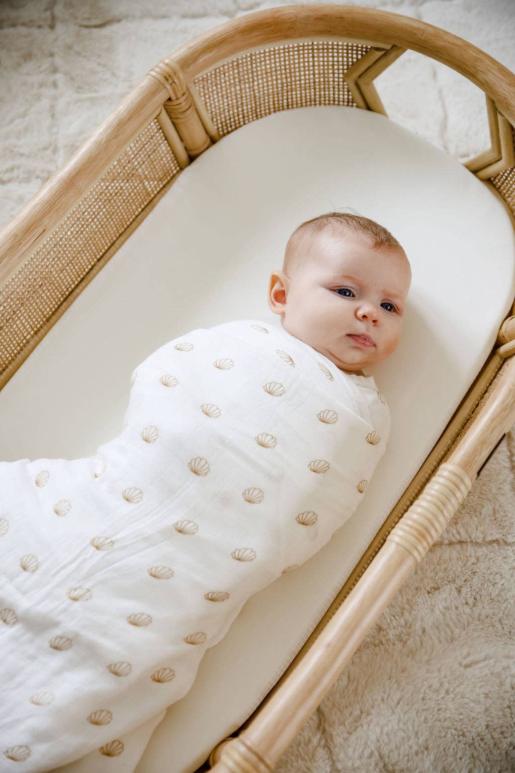 nude shell cotton & bamboo swaddle