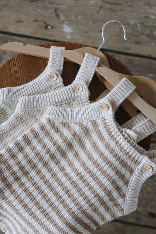 striped knit romper