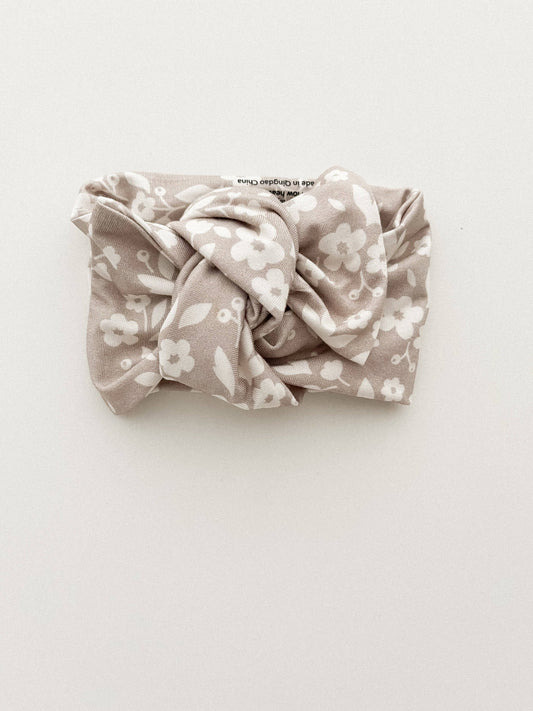 beige floral bamboo head-wrap